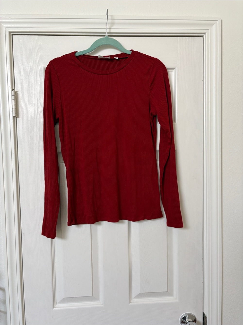 Cyrus Women's Ribbed Long-Sleeve Top - Deep Red